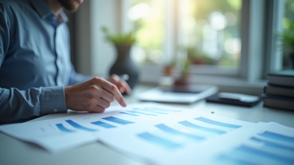 Übersicht von Forschungsdaten und Statistiken auf einem modernen Arbeitsplatz mit Grafiken und Dokumenten